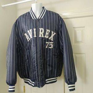 Avirex Men's 2XL Navy Blue Striped Jacket